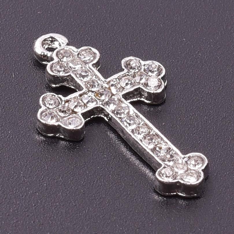 5pcs Rhinestone Cross Pendant Charms For Jewelry Making Supplies DIY Necklace Christ Accessories Crystal Charm Handmade Material