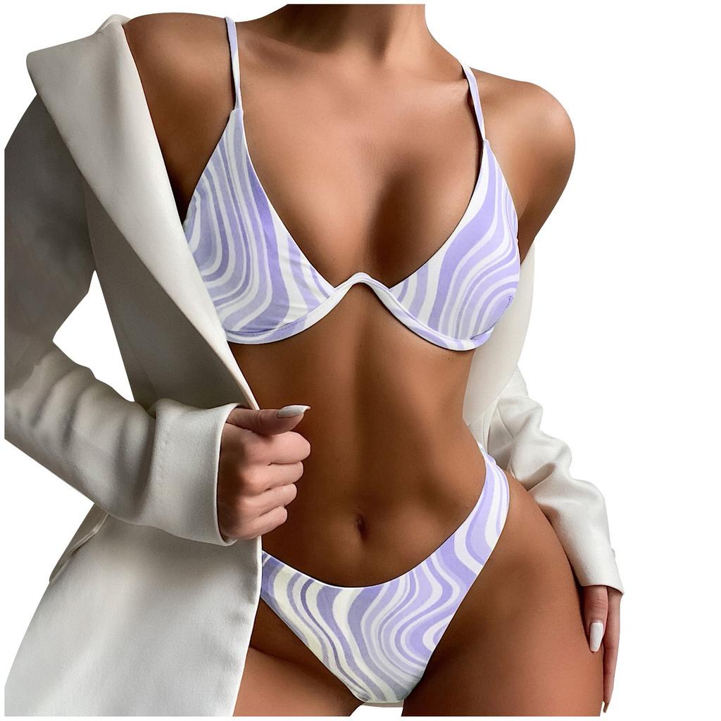 Women's Two Piece Bikini Swimsuit with Underwire Support Adjustable Straps and High Cut Bottoms for Beach Pool Swimwear
