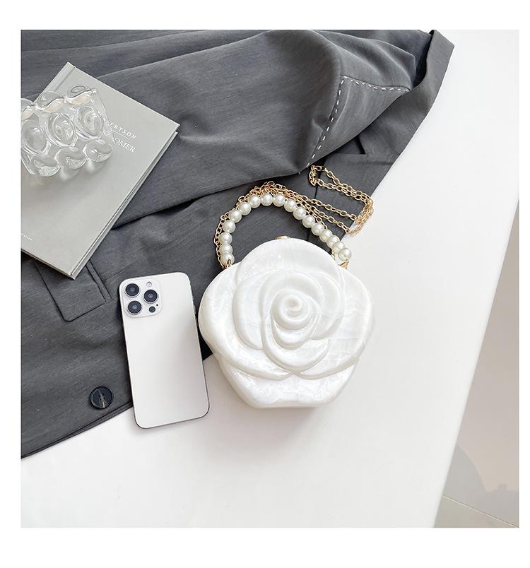 New Fashion Rose Evening Bag - European & American Stylish Box Bag with Coin & Lipstick Holder, Chain Crossbody.