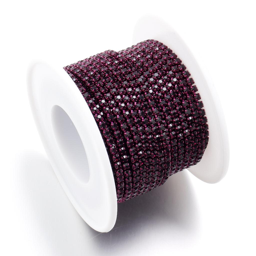 10yards 2mm 3mm Colored Rhinestone Chains Dense Fancy Chain For Garment Sewing Glass Rhinestone Cup Chain DIY Headwear Home Deco