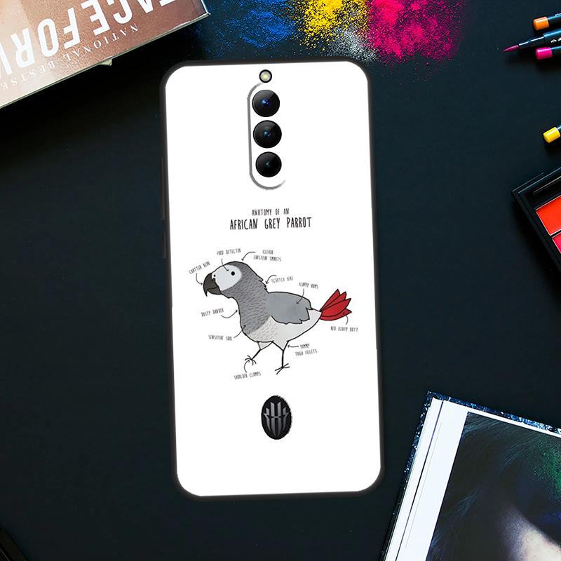 

African Grey Parrot Case For ZTE Nubia Red Magic 8 8S Pro Plus RedMagic 9 Pro Plus 6 7 6S 7S Pro 5S 6R 5G Cover Red Magic 6R