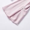 Xiangying Women's French V-Neck Long Sleeve Knitted Top with Bow Twist