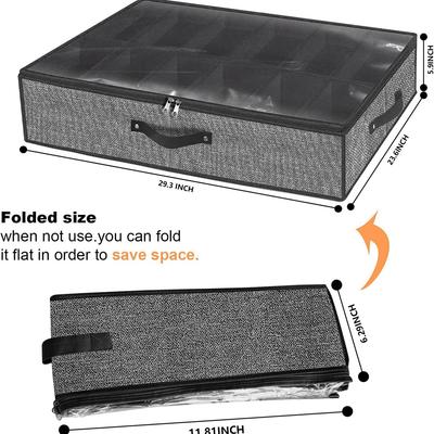 1 Pc Under Bed Shoe Storage Organizer Can Accommodate 12 To 16 Pairs Of Shoes With Transparent Window Breathable Foldable