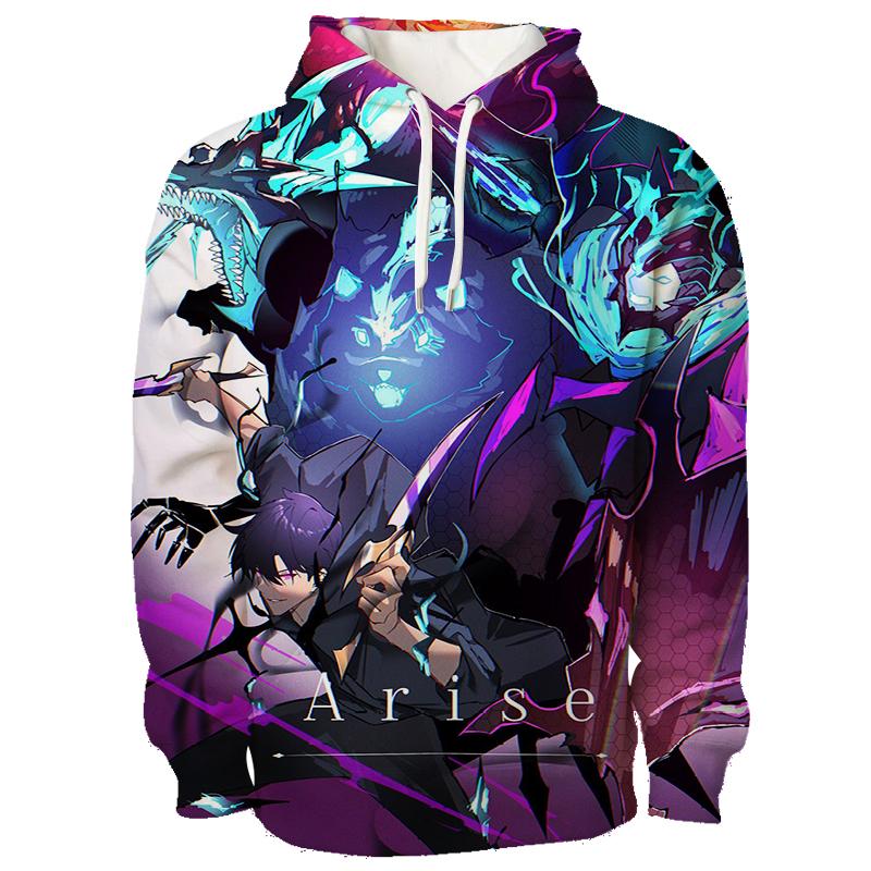 Anime Mikina Solo Leveling Pro Muže Ženy Potisk Sung Jin Woo Mikina s Kapucí Manga Ležérní Svetry Streetwear Hip Hop Svetr