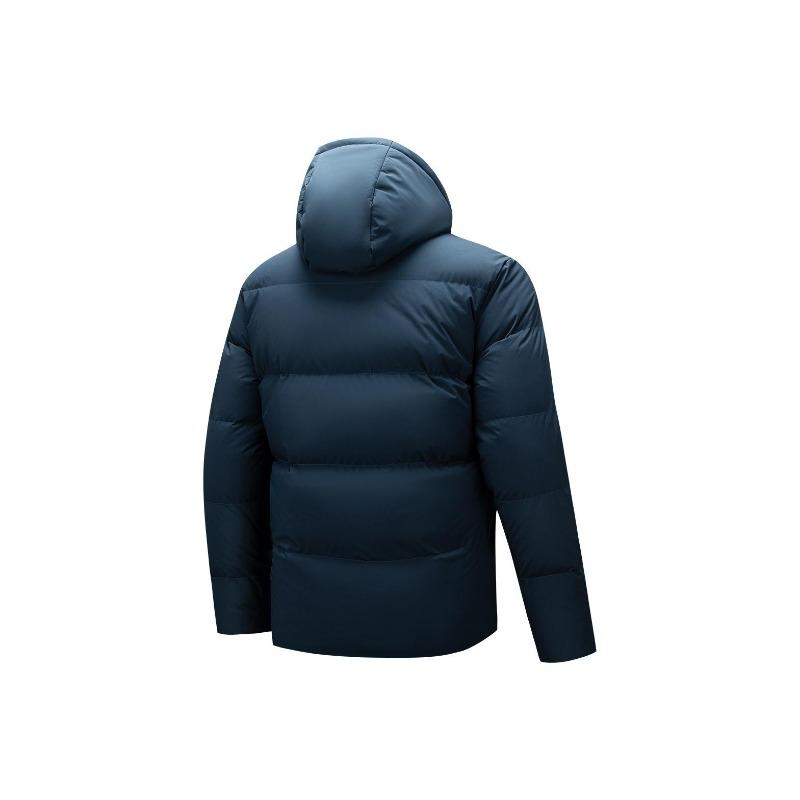 Anta Four Defense Heat Technology Warmth Water Resistant Commuting Short Casual Hooded Duck Down Jacket Thickened Men Jacket Stone-Blue 952547925-2
