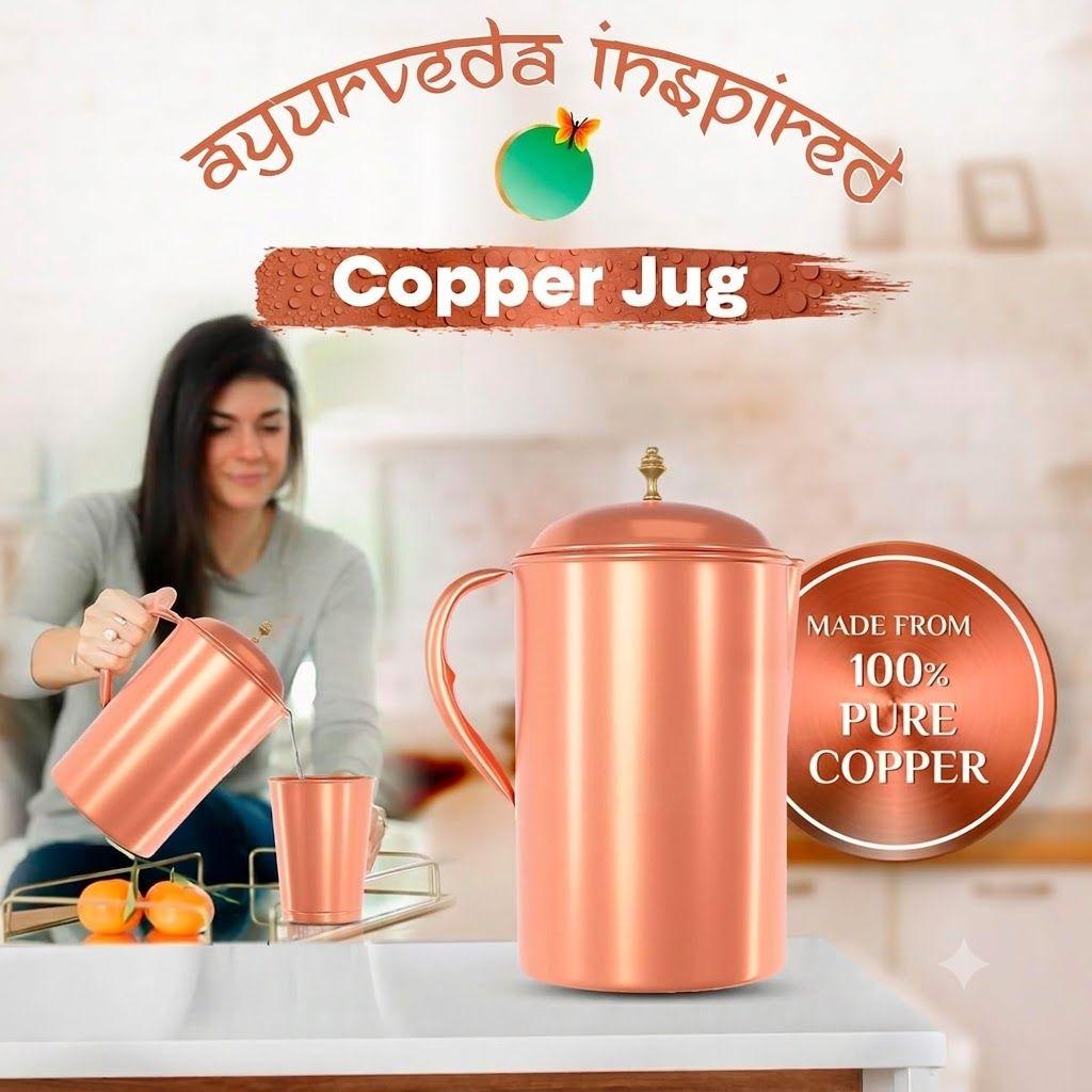 Copper Jug (2 L): Ayurveda Inspired | 100% Pure Copper | Copper Infused Water | Supports Digestive & Liver Health