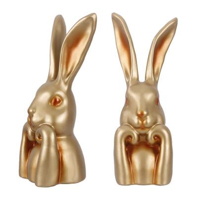 Easter Bunny Ornament Vintage Golden Resin Easter Bunny Decoration Spring Home Decor Table