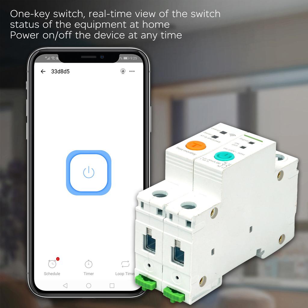 2P Miniature Circuit Breaker Smart WIFI Remote Control Breaker with 30mA Leakage Protection 230V 16A