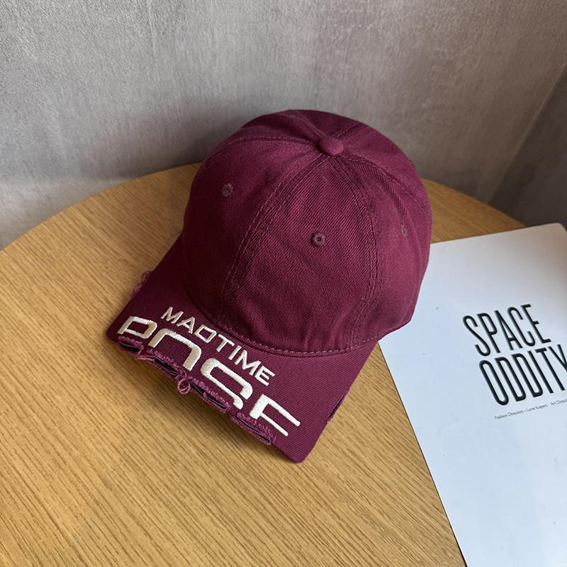 Madtime Letter Embroidery Cotton Cap With Wide Brim Outdoor Sun Gift Protection