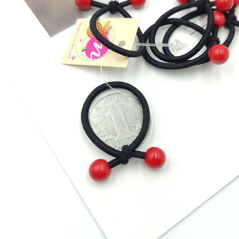 

Детская эластичная резинка для волос с красными бусинами, завязанная узлом - Бережная к волосам, Маленький размер