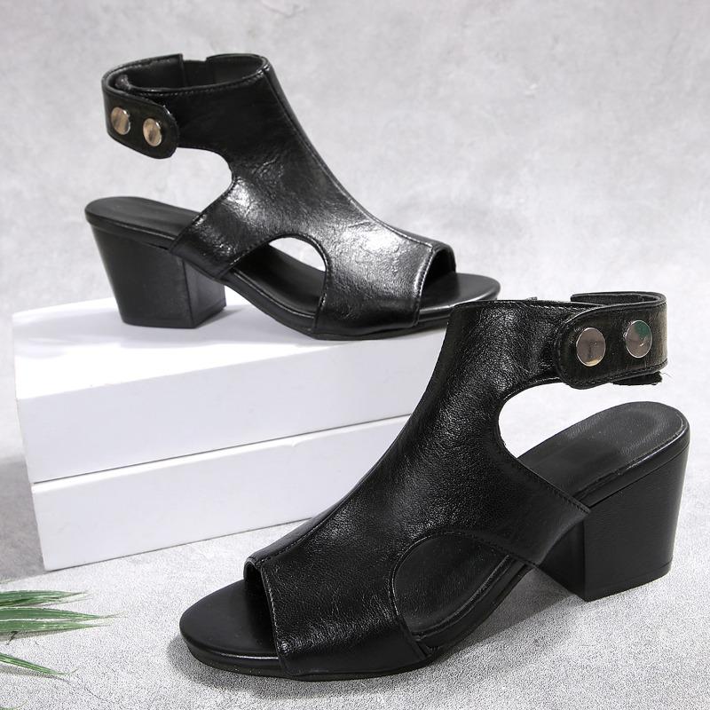 Fashion Girl Thick High Heels Sandals Woman 2025 Summer New Modern Dance High Top Sandals Fashionable Sexy Black Suede Women's Shoes
