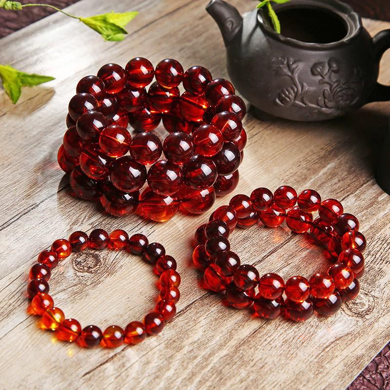 Blood Amber Bracelet: High-End Unisex Second Generation with Full Blood Honey Amber