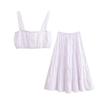 Spring 2025 Women's Fashion: European & American Style Poplin Short Top with Midi Skirt