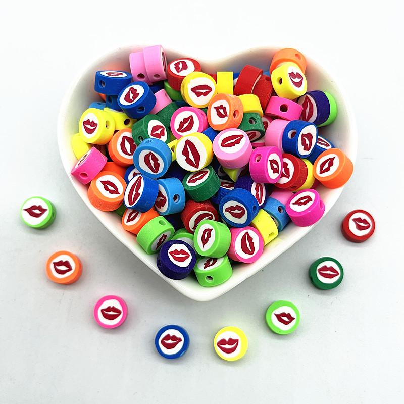 30pcs 10mm Heart Shape Fruit Beads Polymer Clay Beads Spacer Loose Beads for Jewelry Making DIY Bracelet Earring