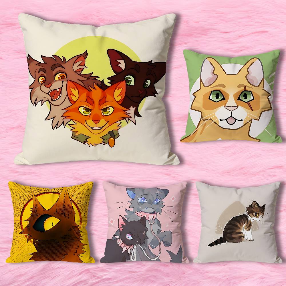 Novel W-Warriors C-Cats Throw Pillow Case Decoration Bed Custom Square Pillowcase Pad Cover
