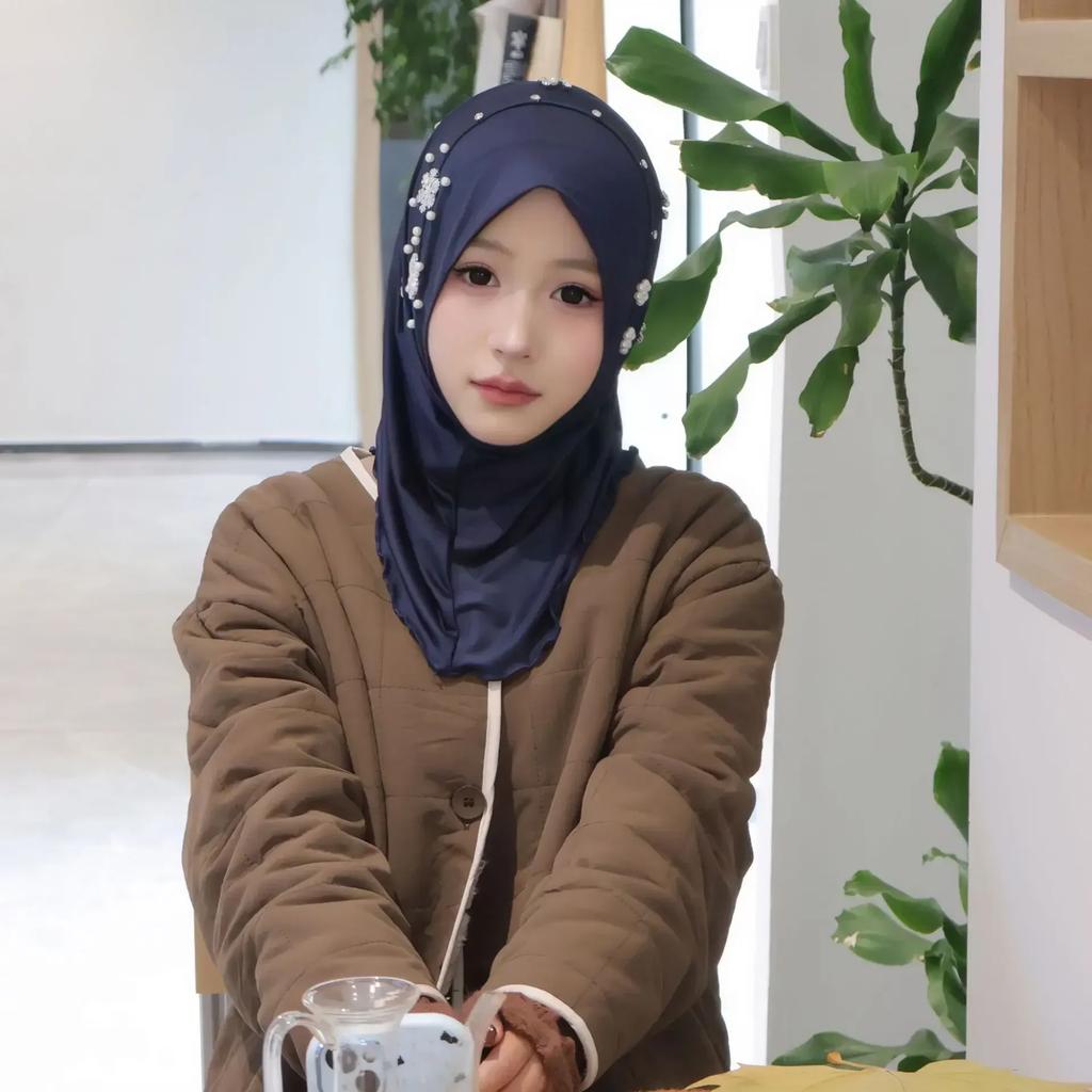 Ramadan Hijab Instant Femei Eșarfă Musulmană Lanț Eșarfă de Cap Înfășurări Elastic Acoperire Cap Gât Șaluri Amira Hijaburi Islamice pentru Rugăciune Turban