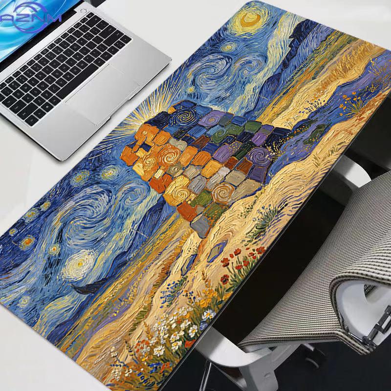 Large Gaming Mouse Pad Anime Pc Abstract Oil Painting Computer Gamer Desk Mat For Cs Go Lol Xxl Laptop Kawaii Mousepad