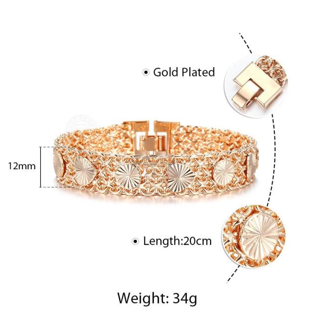 10MM 12MM Big Wide For Women Men Bracelet 585 Rose Gold Color Double Weaving Rolo Cable Curb Link Catenary Chain Jewelry CBB01