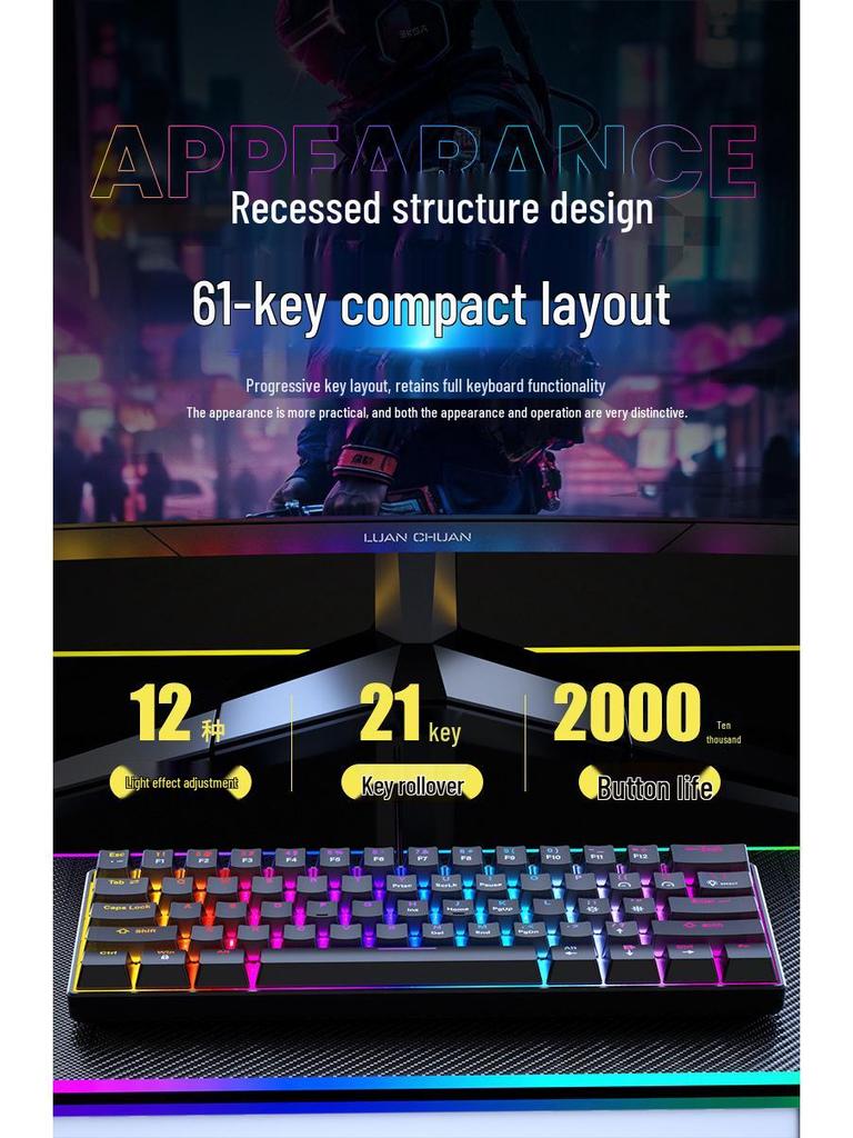 Wired Mechanical Keyboard & Mouse Set with Blue Switch for Gaming & Office Use