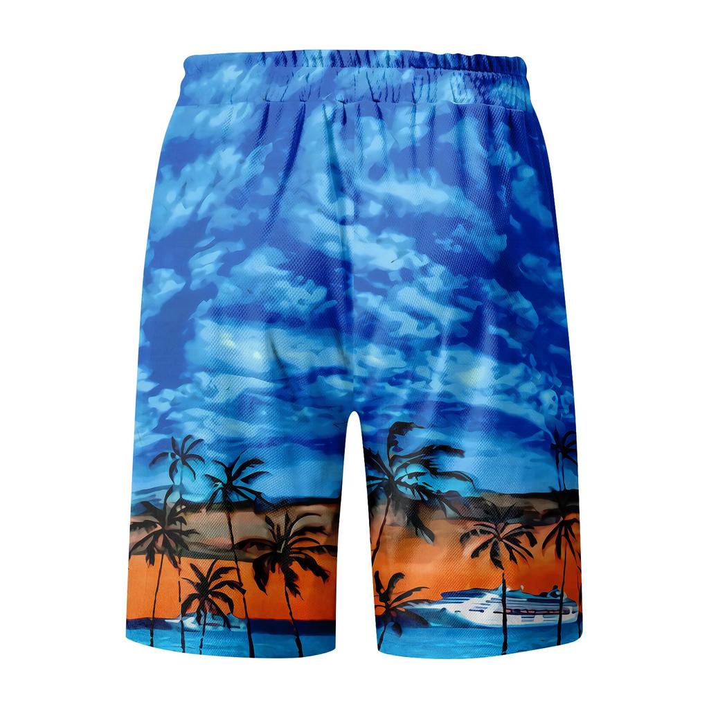 Męska moda z nadrukiem w paski Hawaiian Beach Fit Sportowe szorty na co dzień