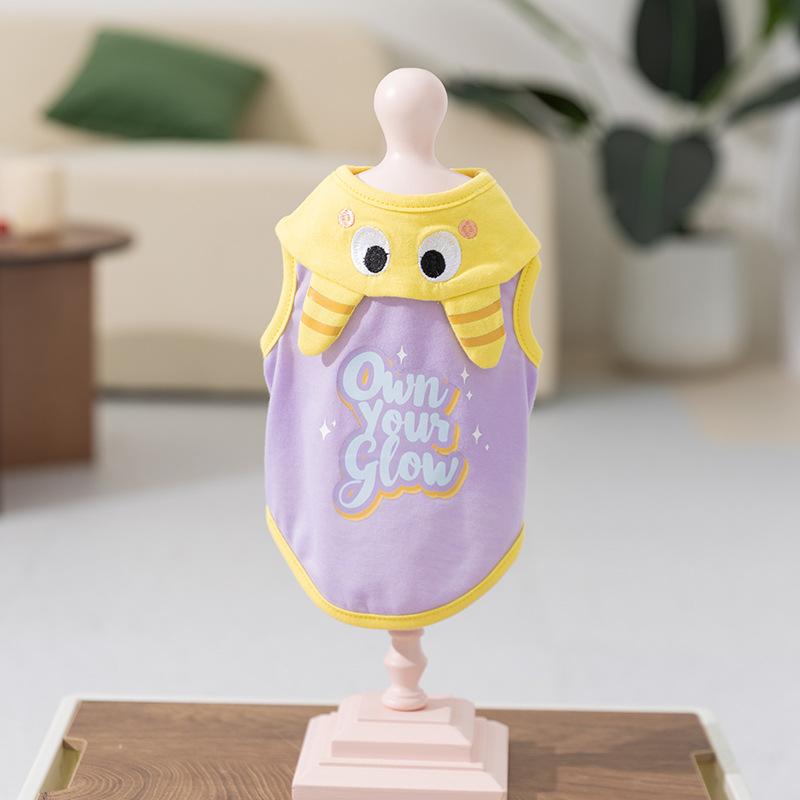 

Popular puppy dog clothes thin monster vest spring and summer teddy than bear small and medium dog suspender pet clothes XXL (recommended weight 15-10 kg) фиолетовый