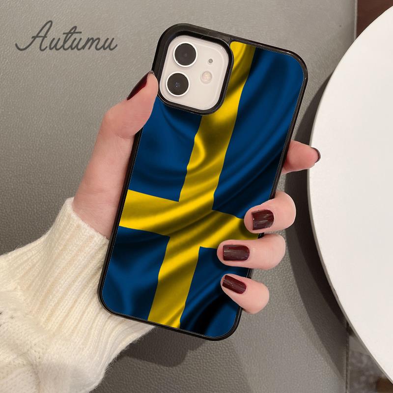 Schweden Flagge Handyhülle für iPhone 11 12 13 14 Pro Max mini X XR XS SE 2020 5 6S 7 8 Plus Samsung Galaxy S21 S22 Hülle