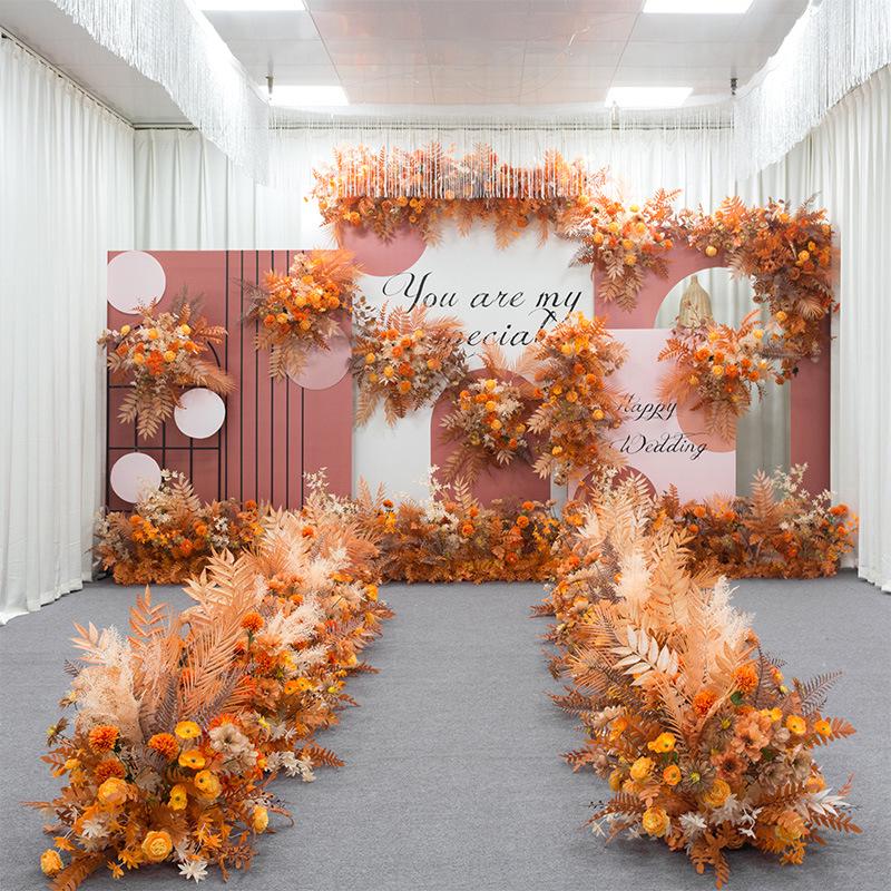 Wedding Aisle Decor: Orange Artificial Hydrangea Bouquet