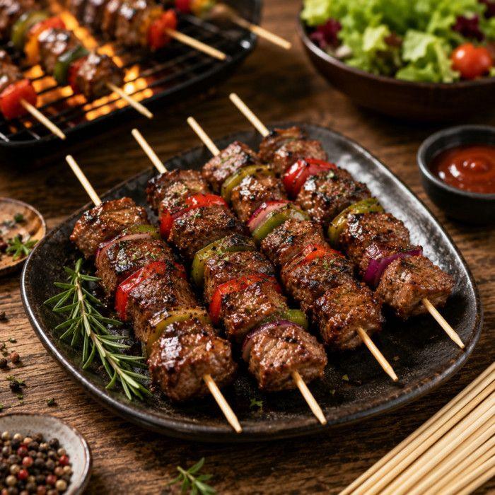 Set mit 200 Bambus-Spieße 20 cm für Grill und Aperitif – Kochstäbchen für Grill, Fleisch etc.