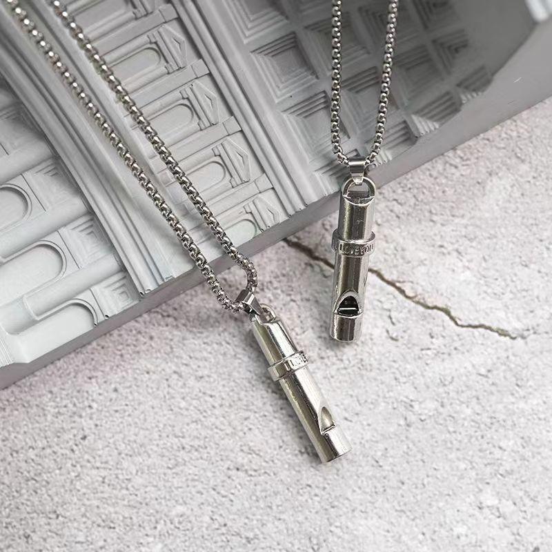 Whistle Necklace For Men And Women Trendy Hip-Hop Whistle Sweater Chain Long Minimalist Style Pendant Clothing Accessories