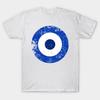 Men Black Print T-shirt Blues Target No-Cut Transfer Paper Print Cotton Tshirt