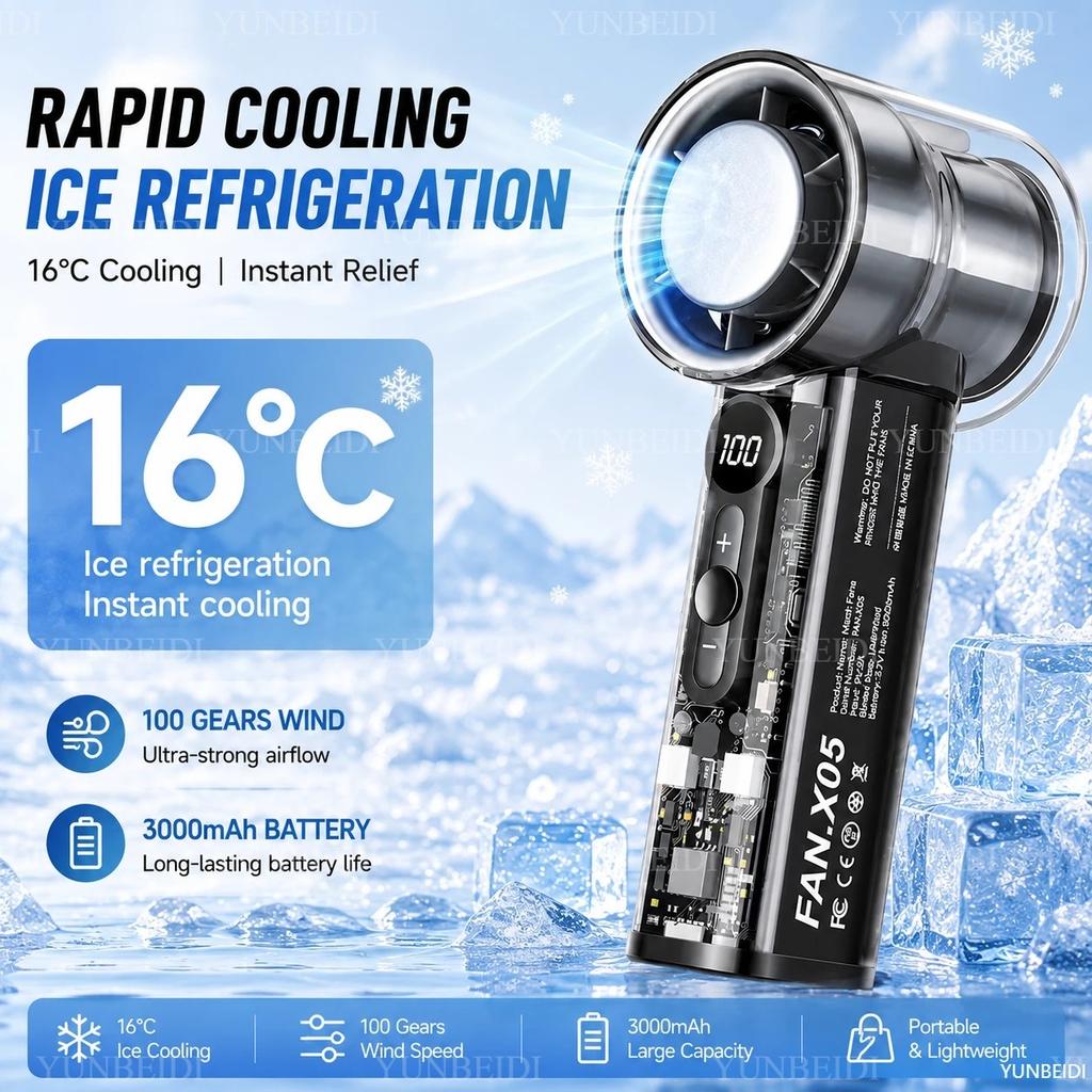 Three-in-one Fan Air Conditioner LED Light Portable Humidifier Air Conditioner Fan 3/100 Speed Outdoor Travel Spray Ice-cold Fan