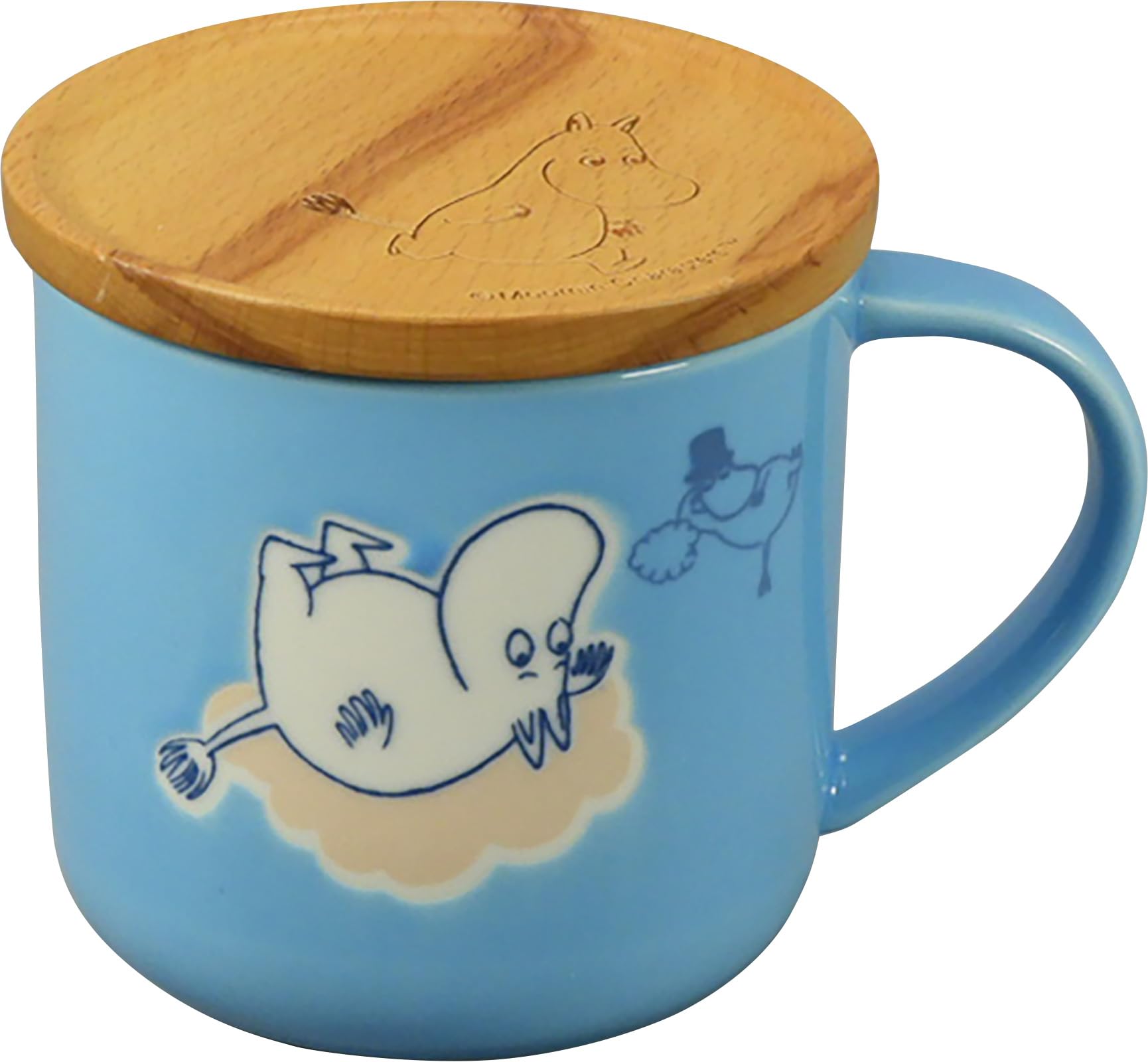 

MOOMIN Milky Mug with Lid and Wooden Coaster, Large, 350ml, Blue, MM8401-11C