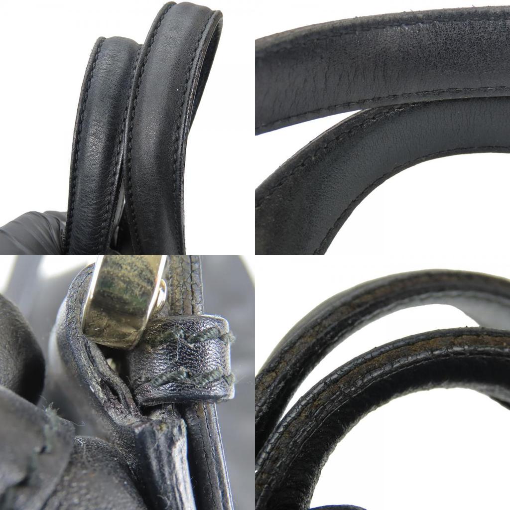 Used GUCCI Tote Bag Newbrit Double G 162094 Interlocking Leather Black Shoulder