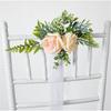 Wedding Aisle Decorations Chair Back Flower Decorations Artificial Flower with Long Ribbon for Ceremony Wedding Party