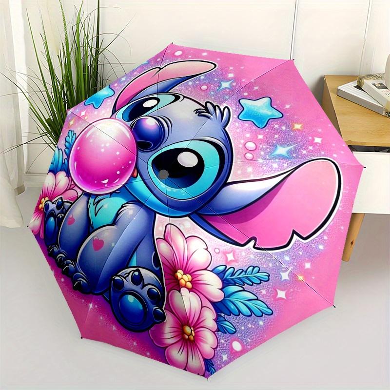 

Stitch,Bubble Gum Automatic Opening and Closing Umbrella - 8 Ribs Windproof Portable Folding Umbrella with Plastic Handle, Suitable for Casu