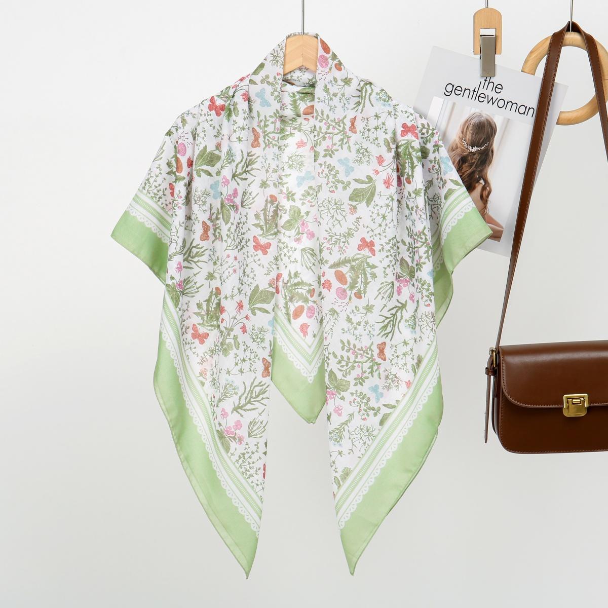 

110cm Printed Cotton Square Scarf For Woman Muslim Hijabs Shawls Fashion Soft Wraps Ladies Neckerchief Female Handkerchief