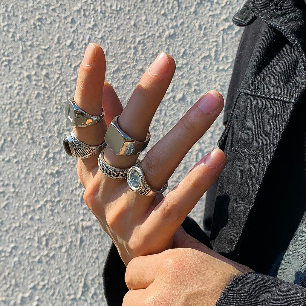 Ring Set for Men High-End Simple Fashion Personality Ring Geometric Alloy Index Finger Ring