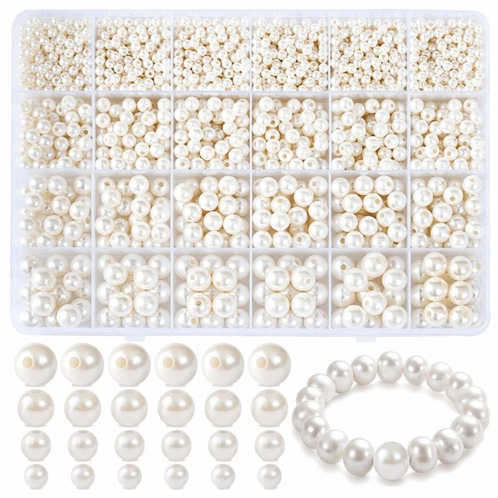 1890pcs 4/6/8/10/12mm Size DIY Bracelet Beads with Gold Beads Crafting Beads  for Necklaces