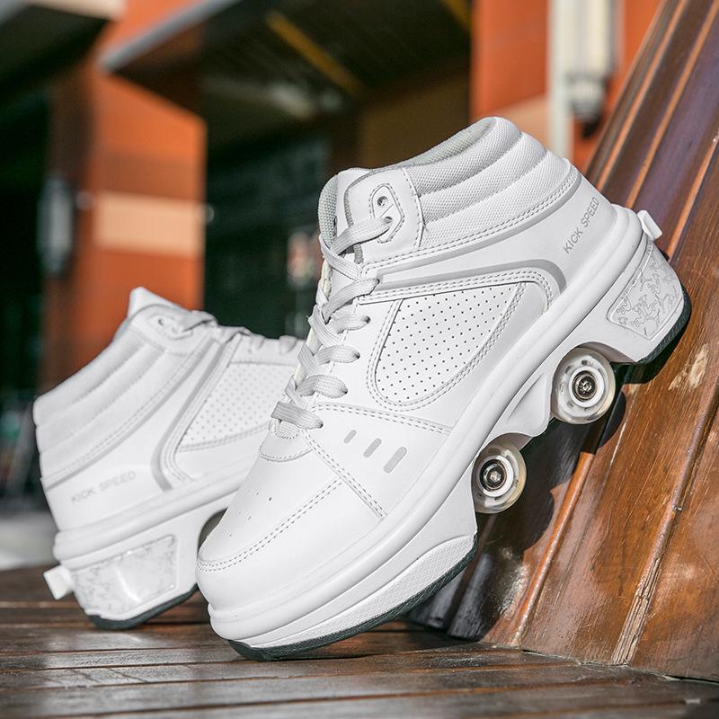 Roller Shoes with Wheels: Parent-Child Transformable Skating Shoes for Men, Women, and Children with Inline Skating and Night Glow Features.