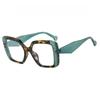 1pc Women's Color blocked Square Rivet Fashion Glasses Retro Cool Transparent Lens Holiday Street Back to School Accessories