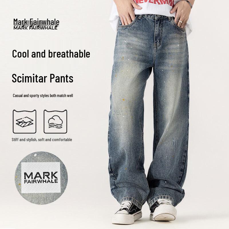 MARK FAIRWHALE Men s Summer Thin Curved Blade Jeans 38