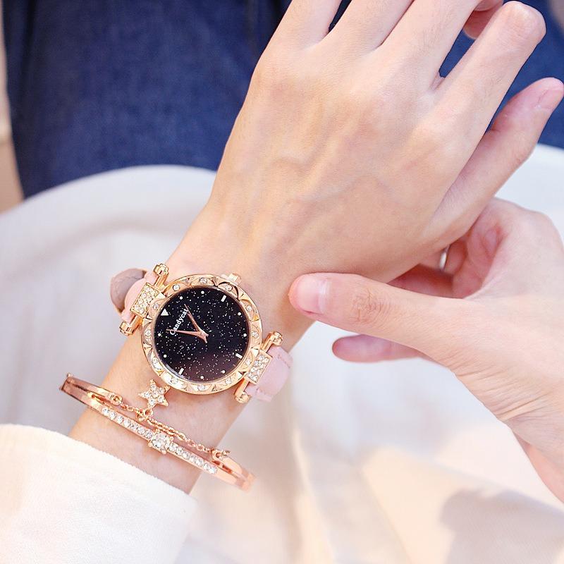 Starry Sky Watch Women's Fashion Trend Simple Casual Women's Watch Student Two-piece Gift Watch