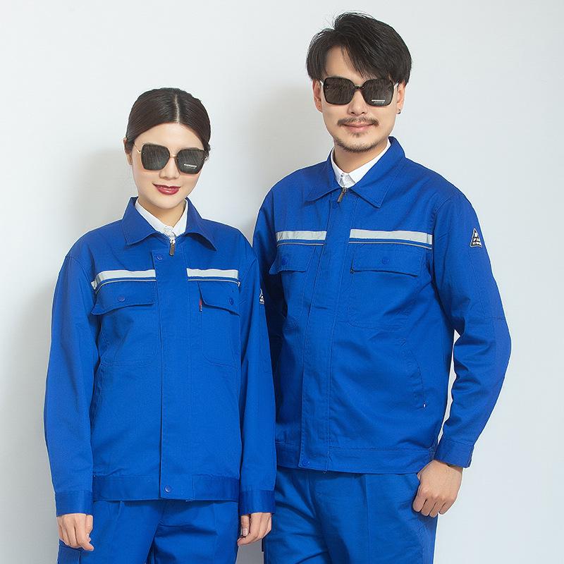 Unisex Long Sleeve Anti-Static Work Clothes with Reflective Strips for Spring, Summer, Autumn – Ideal for Gas Stations and Petrochemical Industries.