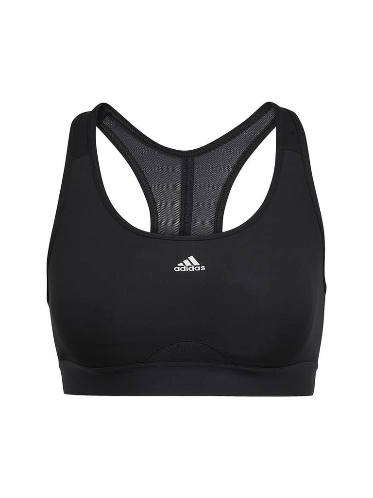 Adidas Powerreact Training Medium Support Three Stripes Bra BW237 Sports Bra Black Women's (HC7489) OT-B (AA-Bcup)