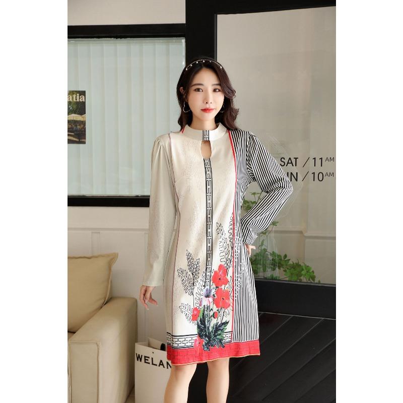 New Women s Fashion Printed Long Sleeve Dress Autumn New S