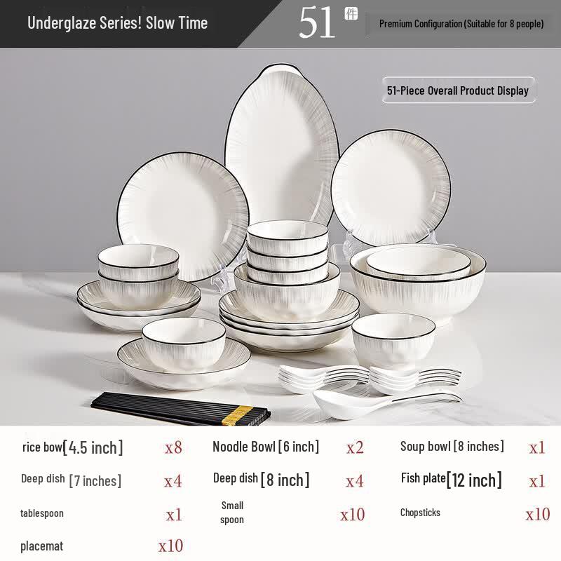 51-Piece Elegant Bone China Dinnerware Set
