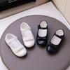 Girls School Shoes Black White Matte Kids Princess Shoes with Simple Bow 2025 New Children Flat Shoes Round Toes Soild Color