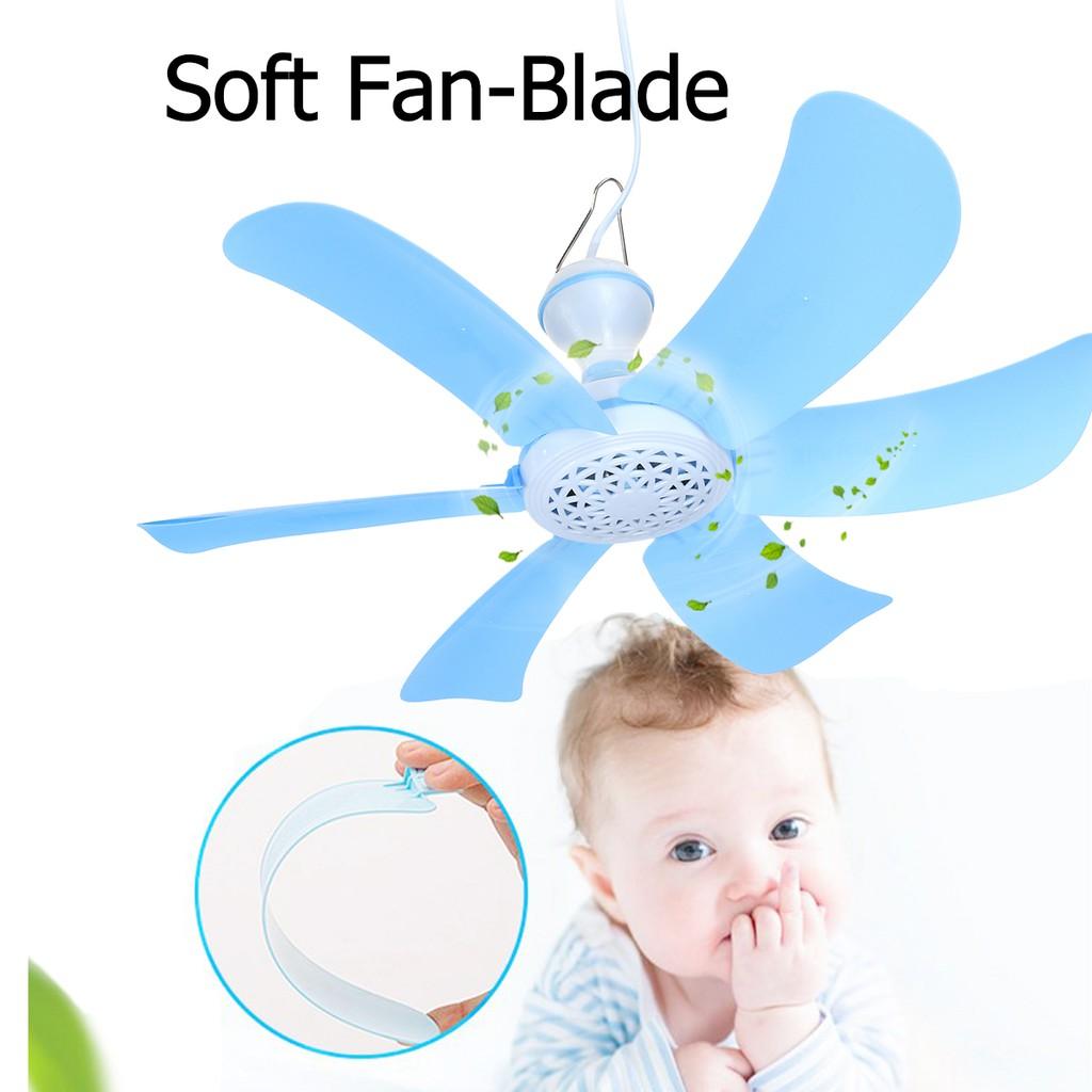 220V Tragbarer 6-Blatt Mini-Deckenventilator Einfach aufhängbar Einfach aufhängbar Netzstecker Schalter 7W Neu