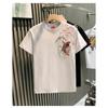Men's Koi Fish Cherry Blossom Embroidery Back Print Short Sleeve T-Shirt Casual Streetwear Top