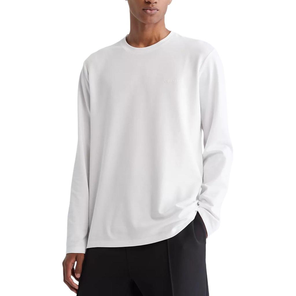 Calvin Klein Solid Color Simple Comfortable Versatile Casual Long Sleeve T-Shirt Men Tops White 81CP225-540